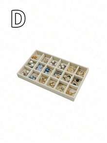 绒布首饰托盘抽屉隔板收纳架可堆叠珠宝收纳盒项链手链展示托盘可放置耳环戒指胸针手表可堆叠珠宝收纳盒适用于抽屉式绒布首饰托盘带分隔板耳环架和戒指展示盒项链收纳适合女士和女孩 - 彩色 - 查看 23