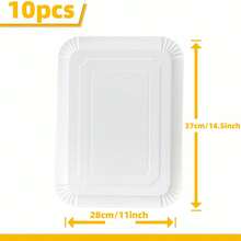 10/20pcs White Paper Party Plates, Lightweight Rectangular Disposable Plates, Large Size Tableware Suitable For Cookies, Cakes, Desserts, Snacks, Appetizers, Holiday Picnics, Party Supplies, Birthday Parties