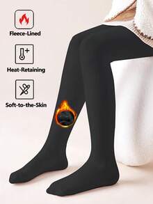 1 Paar Damen Thermoleggings mit hoher Taille und einfarbigem, undurchsichtigem Design, bequem für den täglichen Gebrauch im Herbst/Winter