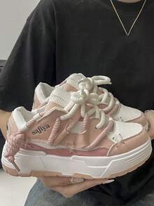2026 Valentine's Day Gift New Women's Dad Shoes: Stylish, Outdoor, Lightweight, Lace-Up, Comfortable & Versatile Casual Sneakers - 粉色 - 查看 5