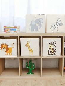 1 pièce Panier de rangement pliable en matériau feutre, robuste et durable, économise 70% d'espace. Orné de motifs mignons d'animaux panda et cerf, apportant une touche vivante. - Même photo - Voir 4