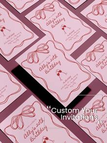 定制彩色蝴蝶结邀请卡，适用于派对、婚礼、生日和特殊活动，1张/5张/10张/20张套装，附赠蝴蝶结信封，是情侣和庆祝活动的完美之选。 - 酒杯款 - 查看 1