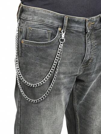 1pc Multi-Layered Keychain | Hip Hop Punk Trouser Chain Motorcycle Performance Jeans Accessory Autumn-Winter Accessories Halloween Costume,Suitable For Teens, Youth,Men,Casual, Outdoor, Athletic, Vacation, Graduation Gifts, Birthday, Daily Wear