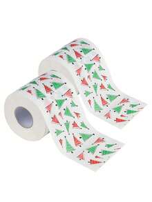 1 rouleau, papier toilette thème de Noël festif - Père Noël, renne et designs d'arbre de Noël mignons et de bandes dessinées, papier hygiénique doux pour la salle de bain, idéal pour les célébrations de Noël et des fêtes, cadeau de fête de Noël, décoration de fête de Noël