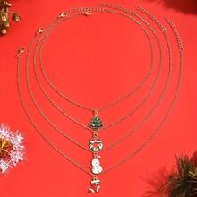 Set di 4 collane natalizie, con pendenti a forma di fiocco di neve, Babbo Natale, albero, campana, corona e pupazzo di neve, renna, per donna e uomo, regalo festivo per feste, accessori vintage per costumi natalizi