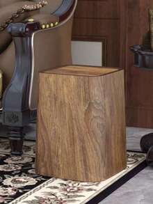 木纹垃圾桶，复古创意设计，适用于家庭、客厅、卧室、厨房、新中式风格、浴室优质大号垃圾桶 - 棕色 - 查看 9