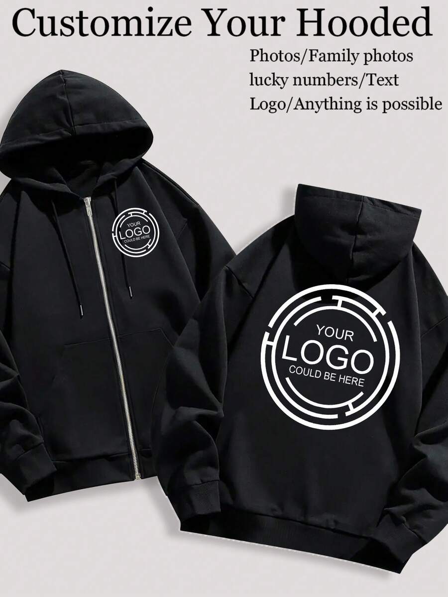 Chaqueta con capucha con cremallera ligera personalizada para mujer - Impresión gráfica en el frente y la parte trasera, adecuada para Navidad, Halloween, Acción de Gracias, equipo de baile, uniforme de trabajo, escuela, publicidad, número de la suerte, familia, mascotas, amigos - Sudadera con capucha forrada de forro polar cálida de otoño, Tops personalizados para mujer