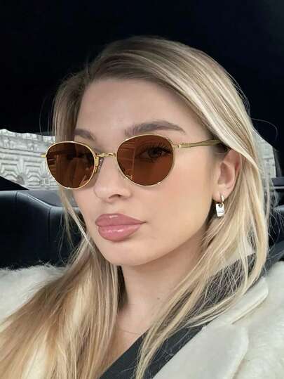 1 PC Women's Light Luxury Vintage Metal Fashion Glasses Fall Minimalist Oval Frame High Quality Eyeglasses For Outdoor Activities And Daily Clothing Decor