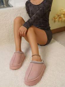 女士低帮室内舒适拖鞋冬季保暖鞋 - 粉色 - 查看 3
