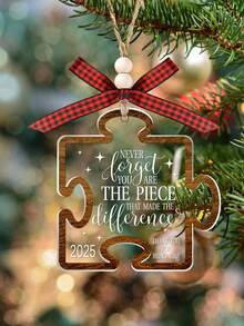 Puzzle Piece Ornament, Never Forget You Are The Piece That Made The Difference, Christmas Acrylic Ornament For Best Friend, Christmas Tree Hanging Ornament, Home Holiday Decorations, Christmas Gifts For Friends Family With Bow Lanyard Home Decor Christmas Decorations Room Decor