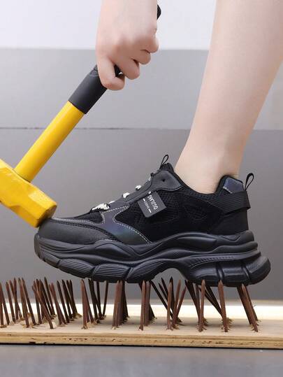 Zapatos de ligeros para mujer, zapatos con punta de acero, zapatos deportivos para exteriores, zapatos para senderismo para mujer, anti-aplastamiento, anti-perforación, botas de para trabajo en exteriores, zapatos de protección laboral anti-colisión para construcción industrial y almacén