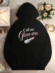 Let Me Add Charm And Lipstick To The Lady's Casual Hoodie - Black 25 - View 1