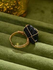 1/5/10/20 件天然原始水晶石可调节开口戒指，手工珠宝，优雅度假风格，独特礼物，不对称纹理（什锦宝石） - 彩色 - 查看 16