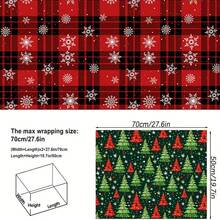 4 张圣诞包装纸 - 节日礼品包装纸，白色和黑色格子配卡车，黑色和红色格子配雪花绿色圣诞树，鹿圣诞设计，适合圣诞节、生日、节日、派对、迎婴派对 - 每张 19.7 英寸 X 27.5 英寸 - 彩色 - 查看 3