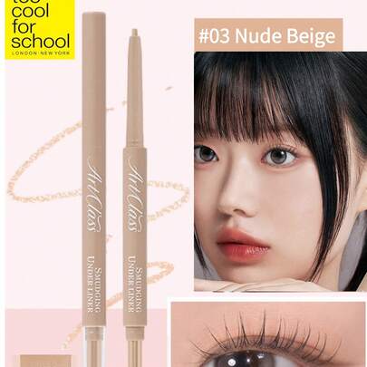 Too Cool for School Chì kẻ mắt Artclass Smudging Under Liner 2mm, có đầu cọ tán, chì kẻ mắt & tạo khối mắt, phấn mắt dưới mắt, không thấm nước, lì & mịn, que thoa phấn mắt, que phấn mắt dạng kem tạo hiệu ứng mắt đa chiều, chì kẻ mắt, que phấn mắt & chì kẻ mắt có thể tán đều, tán đều mềm mại & tự nhiên, kết cấu mỏng nhẹ, mịn màng, trang điểm hàng ngày, K Beauty