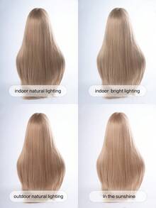 alicegarden 1 hitzebeständige synthetische Perücke, lange braune gerade Perücke mit Pony-Stil, 30 Zoll lang, aus Kunstfaser, für täglichen Partygebrauch, natürliche und realistische Perücke (ohne Zubehör) - Braun - Übersicht 7