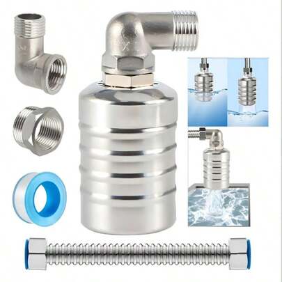 Válvula automática de flotador en acero inoxidable con entrada 1/2 y 3/4 incluye cinta de teflón resistente al óxido y altas temperaturas perfecta para mantener nivel de agua estable en tanque piscina y estanque