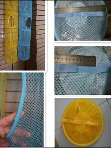 1个4层大容量可折叠收纳袋，带悬挂式晾晒网篮，用于晾晒/收纳玩具、内衣、袜子、配饰 - 彩色 - 查看 8