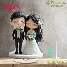 1pc Elegant 2D Rotating Acrylic Bride And Groom Desktop Decor - Ideal For Weddings, Engagements And Anniversaries, Indoor/Outdoor Use, No Power Needed, Wedding Decoration