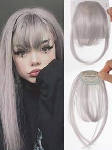 Synthetic Clip In Bangs Front Neat Black Brown Bangs Hairpiece Fake Wig Piece Bangs Hairpiece Clip In Hair Extensions For Women Daily Wear