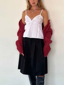 Women's Cute Bow Cami Tank Tops Summer Sleeveless V Neckline Camisole Y2K Plain Tank Tops Aesthetic Crop Tops - White - View 3