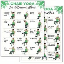 Desafío de yoga en silla de 30 días | Guía de entrenamiento en silla | Ejercicios de silla imprimibles | Plan de entrenamiento en el hogar para personas mayores, 2 sets, 8x10 pulgadas sin marco, accesorios de entrenamiento, guía de acondicionamiento físico para personas mayores, texto de fácil lectura, material de papel resistente, entrenamiento en el hogar, texto de fácil lectura, construcción resistente, guía de entrenamiento, usuarios conscientes de la salud