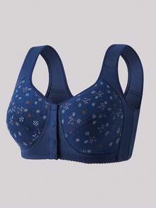 3pcs Front Closure Soft Cotton Camisole Bras For Middle-Aged & Elderly Women, Plus Size, Wireless, Skin-Friendly - Multicolor - View 3