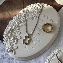 Jewelry Display Stand Gypsum Rose Vintage Jewelry Tray Holder Organizer Necklace Photography Prop - Multicolor - View 11