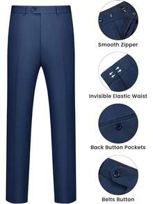 Men's 2 Piece Suits Two Button Pants Set Party,Wedding And BusinessChristmas CNPN - 海軍 - 查看 2