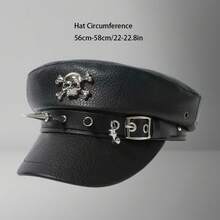 PU Rivet Show Navy Cap Slim Baseball Cap New Personality Punk Hip-Hop Style Beret - <>Chuỗi sao ngũ giác - Xem 2