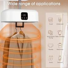 Portable Dryer, Electric Dryer, Electric Clothes Rack, Foldable Dryer, Clothes Dryer, European Plug Model, Remote Control Digital Display, Foldable Drying Machine With 2 Adjustable Settings, Blue Light Sterilization, Suitable For Damp And Rainy Conditions, For Home And Travel Use. - Multicolor - View 2