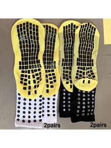 4 Pairs Men's Soccer Socks Anti Slip Non Slip Grip Pads For Football Basketball Sports Grip Socks - Multicolor - View 6