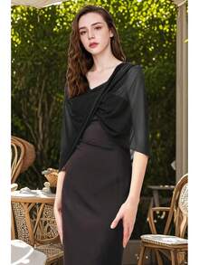 Coucoland Shawl Wraps Women - Sheer Chiffon Shawl Elegant Soft Wraps Evening Dress Wedding - màu xanh lá - Xem 7