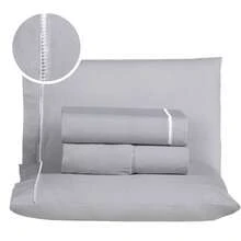 Queen Size 4-Piece Sheet Set, 400 Thread Count Cotton - 灰色的 - 查看 1