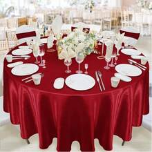 1 khăn trải bàn tròn bằng vải satin trơn màu, thích hợp cho tiệc cưới, tiệc chiêu đãi - Đỏ - Xem 11