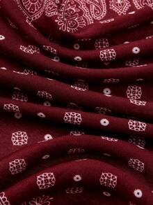 1条简约印花70厘米方巾，新款春季女士头巾，多功能腰带，包包装饰，头巾，时尚连衣裙领巾 - 酒紅色 - 查看 5