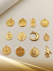 1pc Minimalist Geometric Stainless Steel 18K Gold Plated Pendant Necklace, DIY Jewelry Accessory