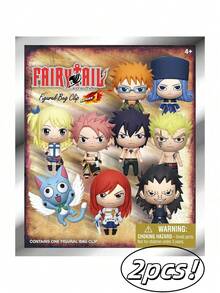 Crunchyroll 1PC FAIRY TAIL Officially Licensed 3D Anime Character Series Mystery Bulk Bag Clip Keychain Random One Natsu And Gray Or Other Characters Package Decoration Birthday Anniversary Gifts For Friends Family
