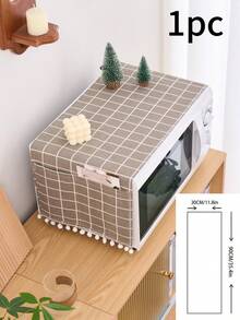 1/2pcs Plaid Microwave Dust Cover, Minimalist Design With Tassel, Kitchen Appliance Dust Proof Cover, Suitable For Air Fryer, Oven, All Seasons