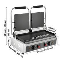 Commercial Panini Grill, 3600W Electric Sandwich Panini Maker, Stainless Steel Double Sandwichs Press With Handle And Temp Control, 19x9 In Full Flat Enamel Plate, For Hamburger Steak Bacon - US A Type Plug(110-127V) - View 10