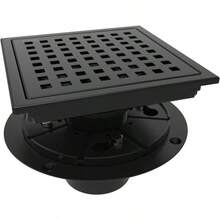 WEBANG 6 Inch Square Shower Floor Drain With FlangeQuadrato Pattern Grate Removable FoodGrade SUS 304 Stainless Steel WatermarkCUPC Certified Matte Black - 霧面黑色 - 查看 1