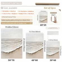 2 pièces par set, art mural sur canevas avec cadre, peinture sur canevas de vague, art mural Wabi-Sabi aux tons neutres, décoration thème océan, décoration moderne pour la maison, décoration de chambre, décoration de dortoir, décoration de chambre à coucher, décoration de salle de bain, décoration de salon, décoration de couloir. - Multicolore - Voir 3