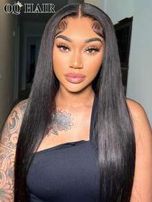 OQ Tóc giả Lace Front mật độ 180% 16-30 inch đeo sẵn không keo, tóc thẳng, nút tẩy trắng, đường chân tóc nhổ sẵn, tóc người tự nhiên, phù hợp nhiều dịp, quà tặng du lịch lãng mạn cho nữ - SNatural - Xem 3