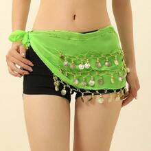 1pcs Bohemian Tassel Belt Pink Belly Dance Skirt Glitter Hip Scarf Dance Dress Belt Waist Chain Women Daily Use - Hồng - Xem 8