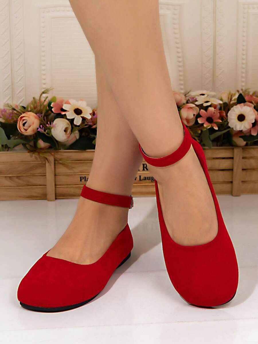 Women's Casual Flat Round Toe Soft Bottom Ankle Strap Slip-On Shoes, Suitable For Walking, Outdoor, Leisure, Comfortable, Lightweight, Versatile Solid Color Fashion Vacation Commute Basic Casual Retro Lace-Up Flats For Beach, Party, Office, Home, Indoor/Outdoor, Spring/Summer/Autumn/Winter