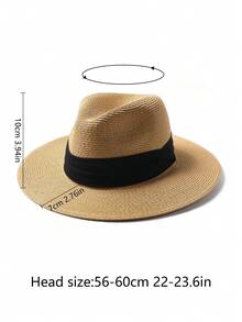 1pc Women's Colorblock Fashionable Summer Sun-Shielding Versatile Woven Jazz Hat, Straw Hat