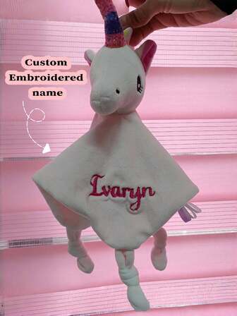 1pc Customized Embroidered Security Blanket, Personalized With Embroidered Name Or Logo, Beautiful Embroidery Craft That Won't Fade, Unique Personalized Embroidery, A Stitch Of Love, Great Gift For New Moms, Valentine's Day, Visiting Gifts, Birthday Gifts