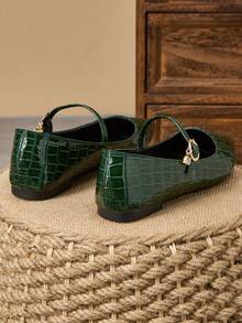 2025 Nuevos zapatos planos de punta francesa con cordones, cómodos y antideslizantes, disponibles en múltiples tallas - Verde Oscuro - Ver 6