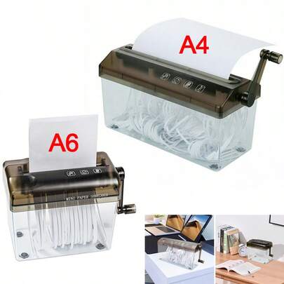 Portable A4 /A6 Paper Hand Electric Shredder Manual Straight Cut Home Office
