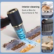 Mini Cordless Handheld Vacuum Cleaner, Car Vacuum Cleaner, Rechargeable, 3-In-1 Design With Vacuum, Blower And Manual Pump Functions, Powerful Suction, Cleaning Assistant - Black-upgraded - View 5